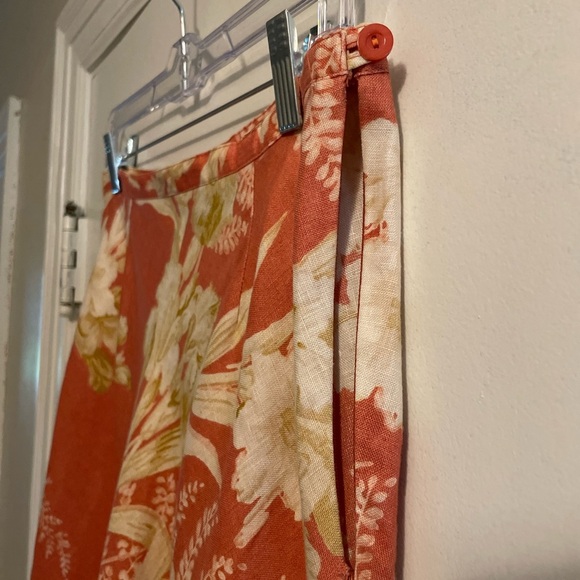 100% Linen Floral Cottage-core A Line Midi Skirt Size 12 Petite - Picture 5 of 10